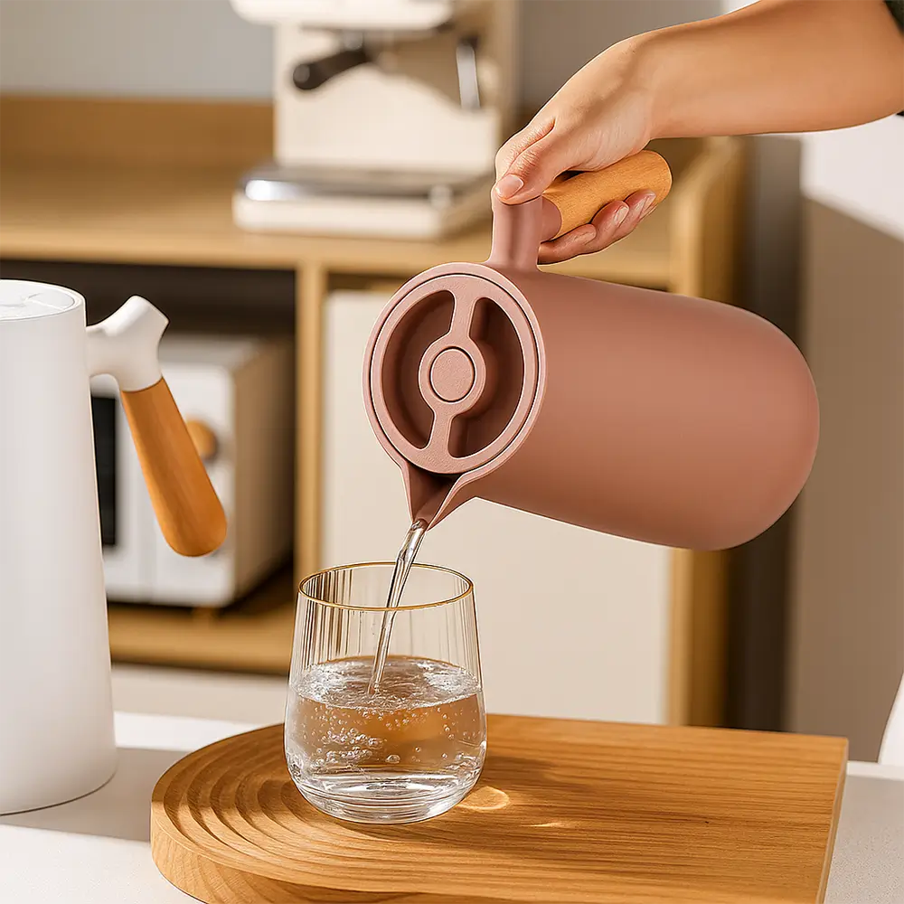 Garrafa Térmica Nórdica com Cabo de Madeira – 1 Litro