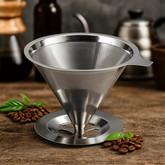 Filtro de Café Inox Reutilizável com Pegador – Antiferrugem