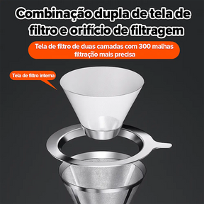 Filtro de Café Inox Reutilizável com Pegador – Antiferrugem