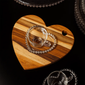 Jogo de Xícaras Pérola 180ml com Pires Coração – 8 Peças de Cristal