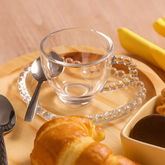 Jogo de Xícaras Pérola 180ml com Pires Coração – 8 Peças de Cristal