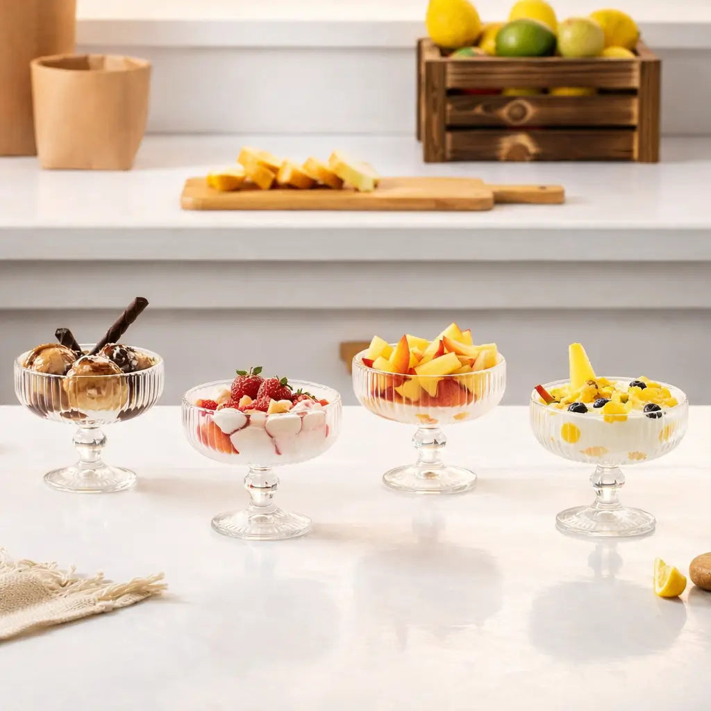 Jogo de Taças de Sobremesa Canelada Grafiatto 320ml – 6 Peças