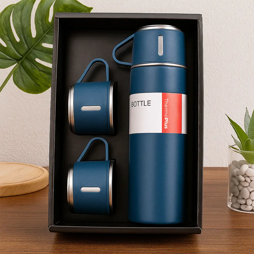 Kit Garrafa Térmica ThermoPlus 500ml + 3 Xícaras