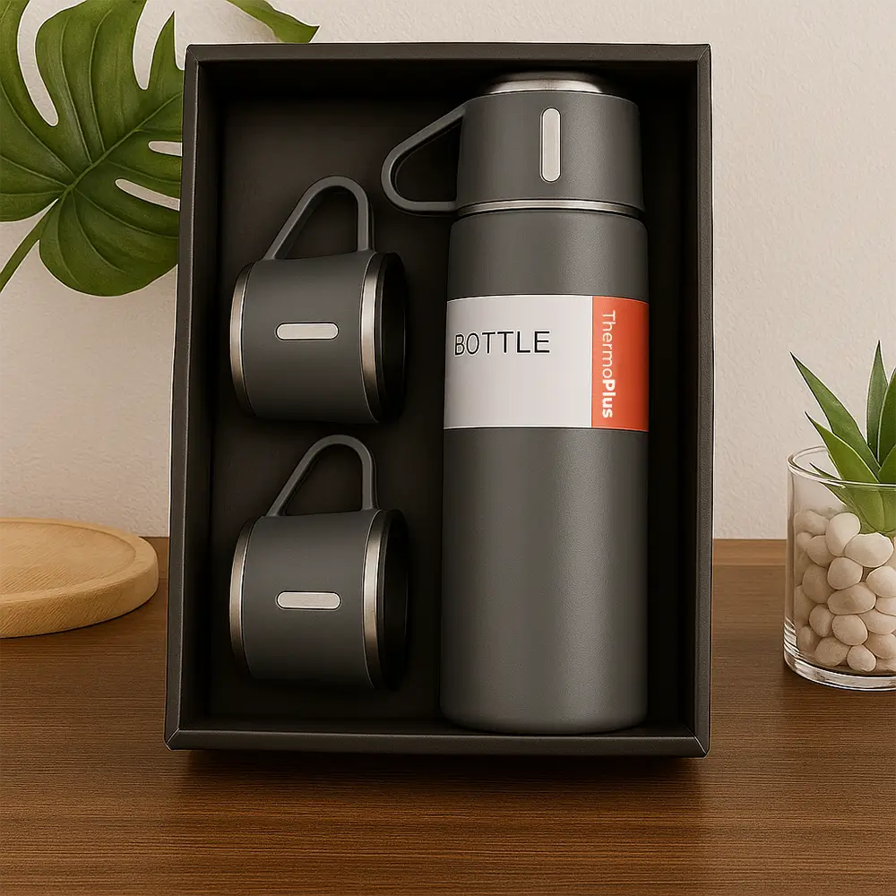 Kit Garrafa Térmica ThermoPlus 500ml + 3 Xícaras