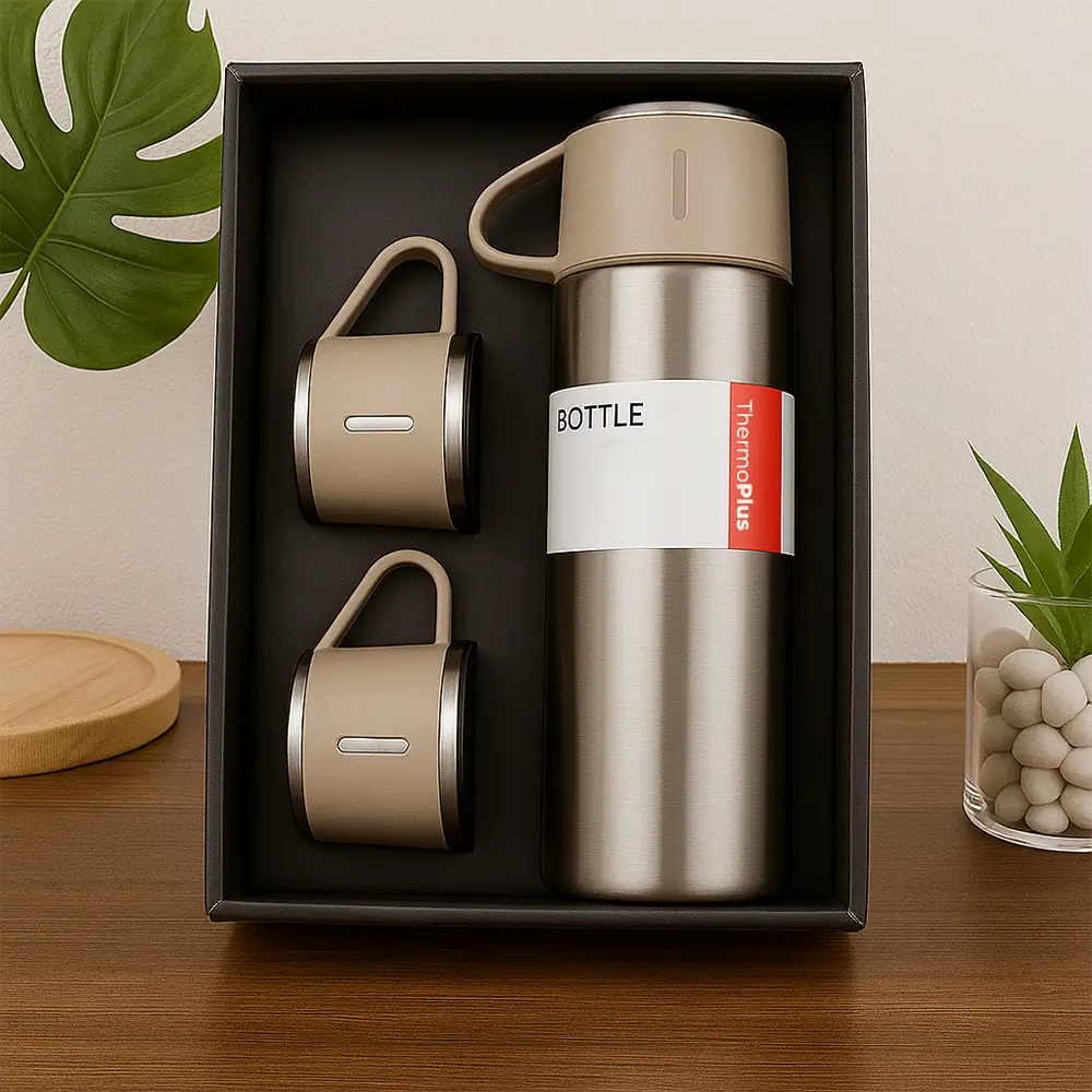 Kit Garrafa Térmica ThermoPlus 500ml + 3 Xícaras