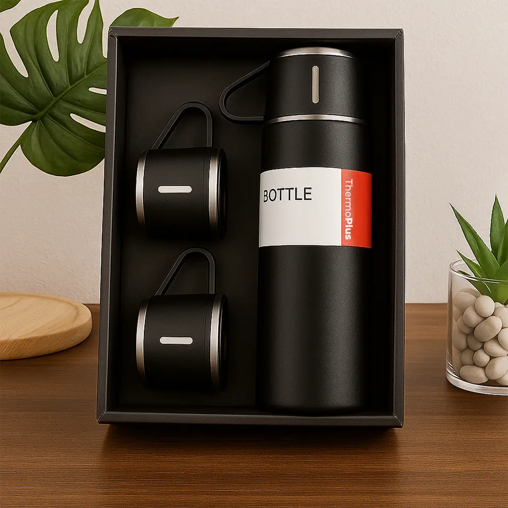 Kit Garrafa Térmica ThermoPlus 500ml + 3 Xícaras