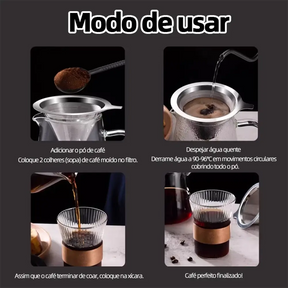 Filtro de Café Inox Reutilizável com Pegador – Antiferrugem