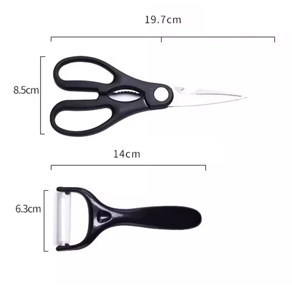 Kit Cozinha Profissional 6 Peças – INCLUSO Descascador e Tesoura