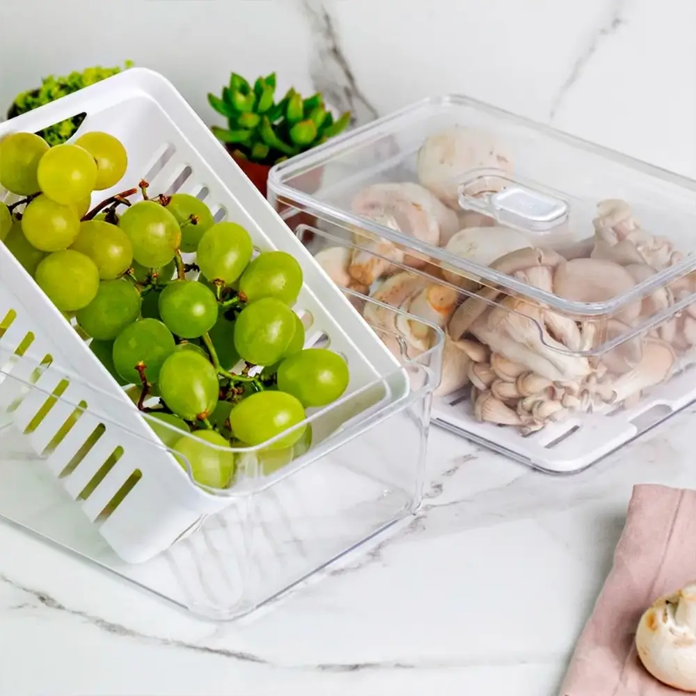 Kit Potes com Drenagem para Geladeira FreshBox – 2 ou 4 Unidades 3,8L