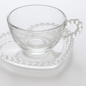 Jogo de Xícaras Pérola 180ml com Pires Coração – 8 Peças de Cristal